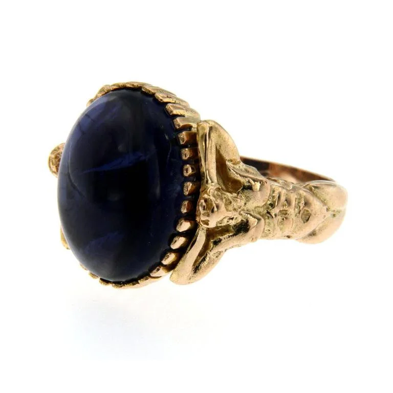 Ladies rings for elegant evenings -Iolite Gold Sculptural Man Body Dome Gold Ring