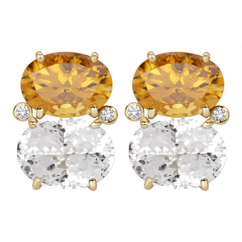 Ladies earrings cool elegance -Earrings - Citrine, Crystal And Diamond (2386D)