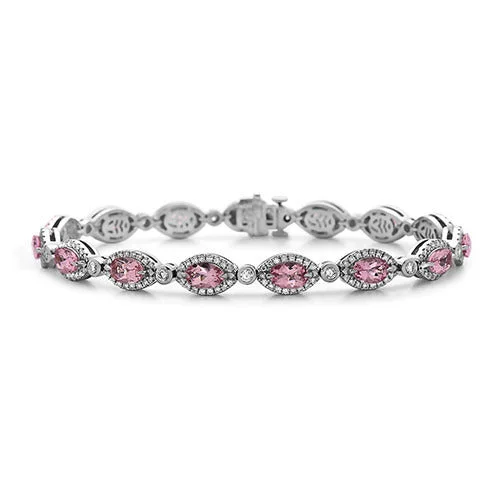 ladies-sterling-silver-woven-cord-bracelets-Pastel Diamond and Morganite Bracelet