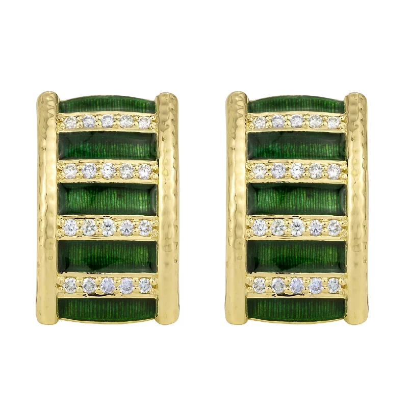 Ladies earrings with lemon aventurine -Earrings - Diamond (Enamel)