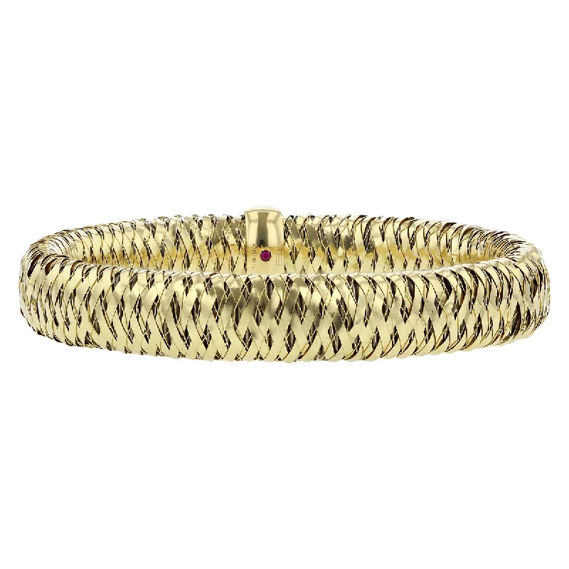 ladies-handmade-bangle-stack-bracelets-Roberto Coin 18K Yellow Gold Flexible Bracelet