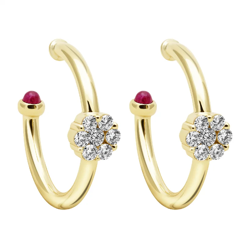 Ladies earrings for yoga charm -Earrings - Diamond & Ruby (2401E)