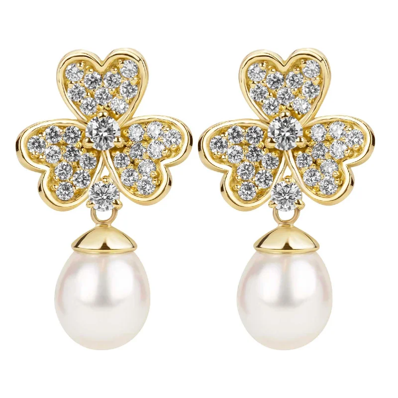 Ladies earrings with starry charms -Earrings -south Sea Pearl And Diamond