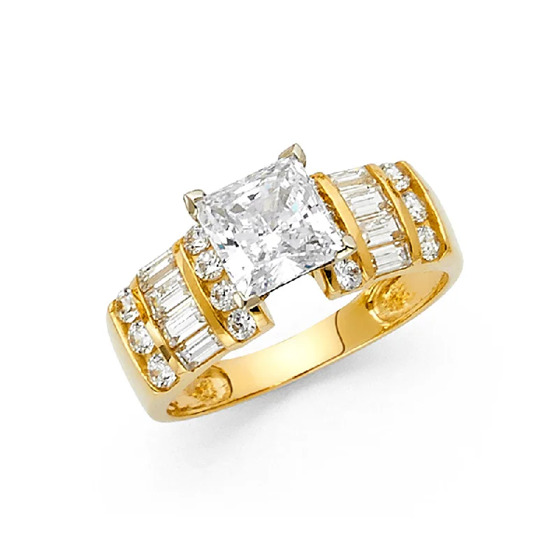 Ladies engagement rings for prom-night love -14K CZ ENGAGEMENT RING