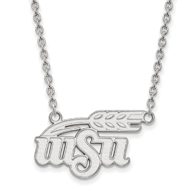 ladies-party-torque-necklaces-Sterling Silver Wichita State Large Logo Pendant Necklace