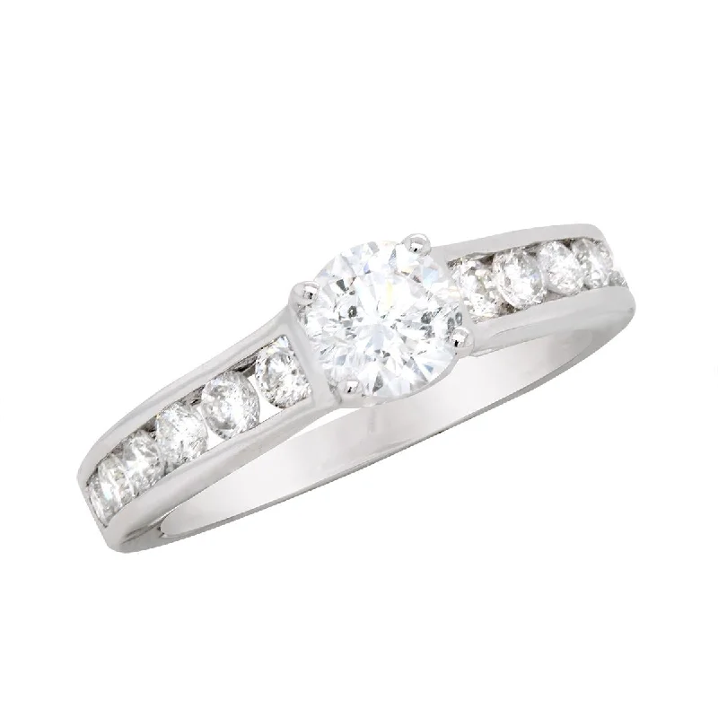 Ladies engagement rings for guide unions -WHITE GOLD ENGAGEMENT RING WITH .60 CARAT ROUND CUT DIAMOND CENTER