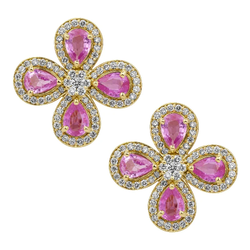 Ladies earrings for wedding vibes -Earrings - Pink Sapphire And Diamond (2382E)