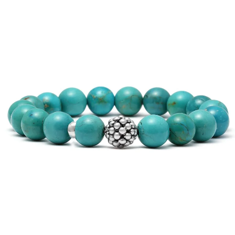 ladies-sterling-silver-beaded-wrap-bracelets-Maya Turquoise Bead Bracelet