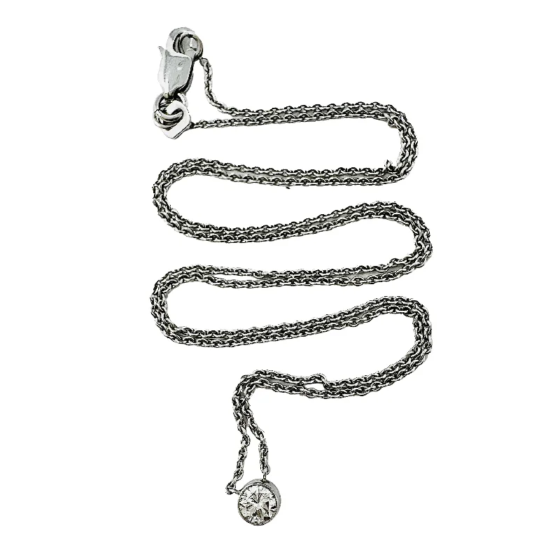 ladies-statement-lariat-necklaces-18K White Gold Necklace with 0.20ct Bezel Set Diamond Pendant