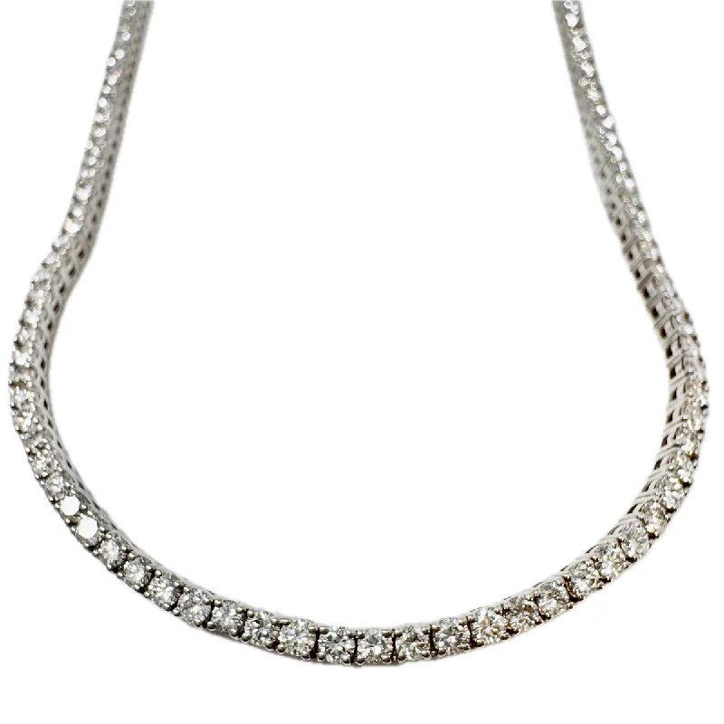 ladies-gemstone-rolo-chain-necklaces-18K White Gold Diamond Tennis Necklace