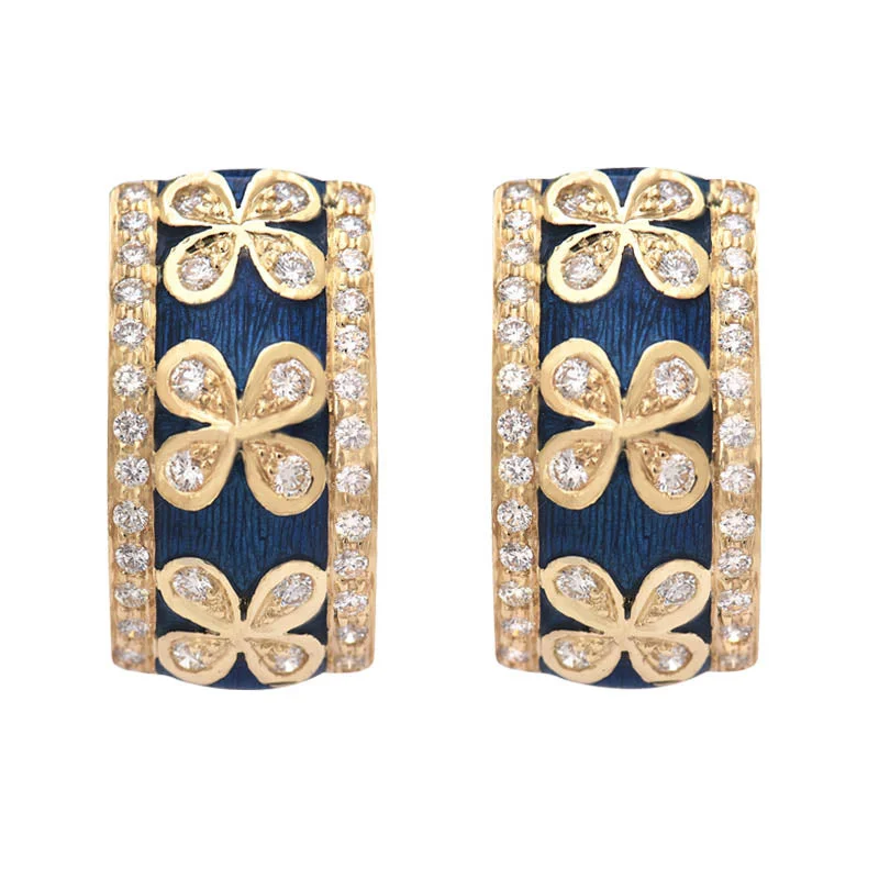 Ladies earrings for gala elegance -Earrings- Diamond (Enamel)