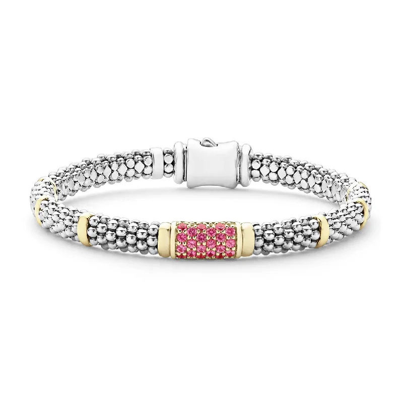 ladies-modern-woven-cord-bracelets-Pink Sapphire Caviar Bracelet