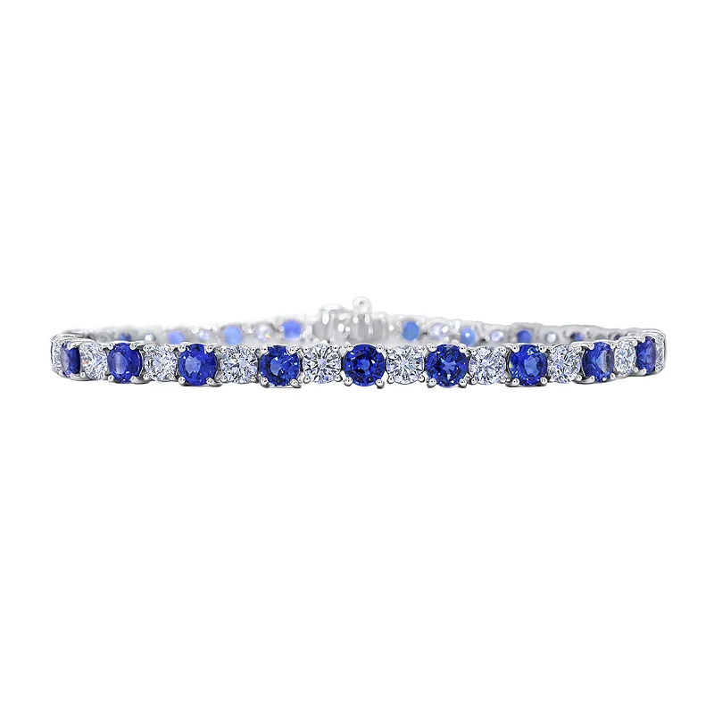 ladies-crystal-gold-bracelets-Blue Sapphire & Diamond Bracelet