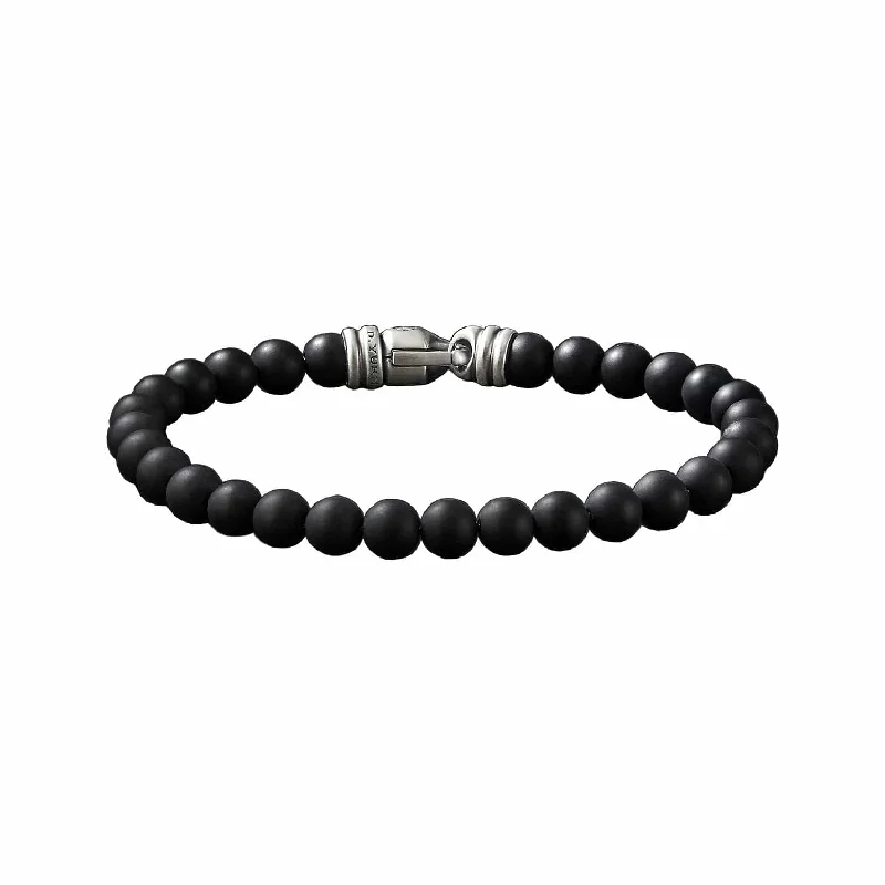 ladies-statement-gold-bracelets-Spiritual Bead Bracelet in Matte Black Onyx