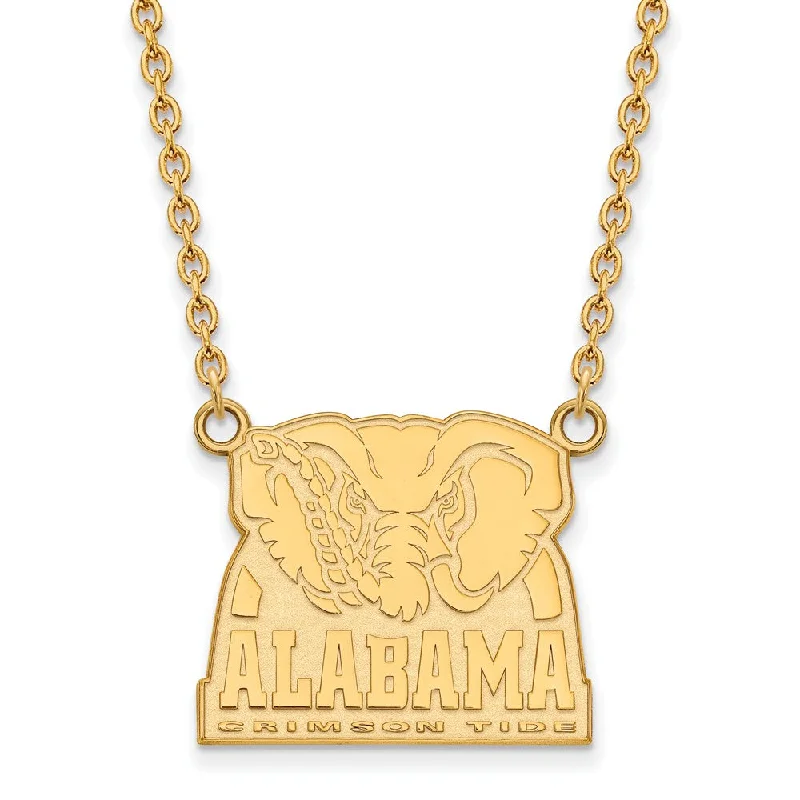 ladies-sterling-silver-station-necklaces-14k Gold Plated Silver U of Alabama Large Pendant Necklace