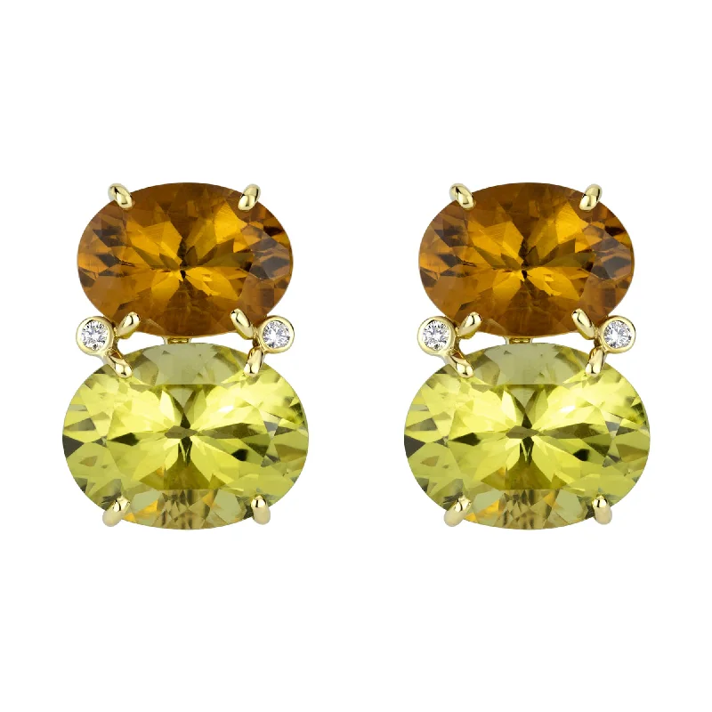 Ladies earrings for young spirits -Earrings - Lemon, Citrine And Diamond