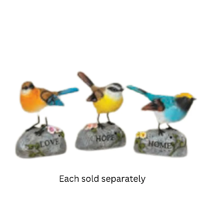 Ladies rings roamer’s flair -6.4" Spring Chirping Resin Bird on Message Rock Figurine with Sound