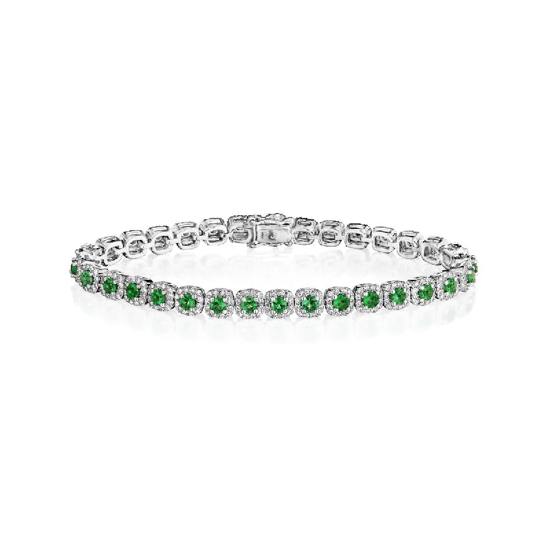 ladies-wedding-beaded-wrap-bracelets-Fana Classic Cushion Cut Emerald and Diamond Bracelet