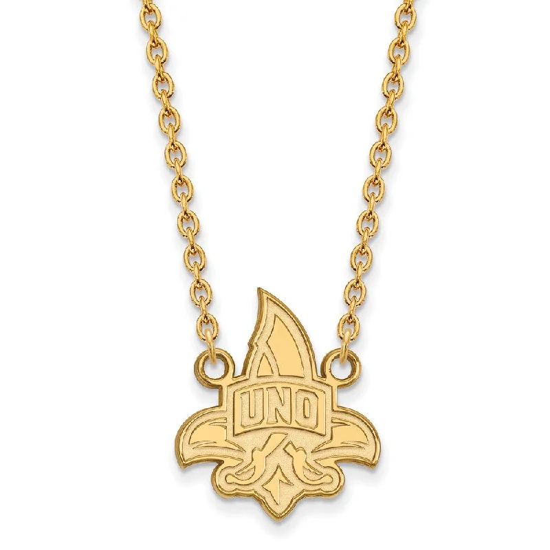 ladies-classic-cable-chain-necklaces-14k Gold Plated Silver U of New Orleans Large Pendant Necklace