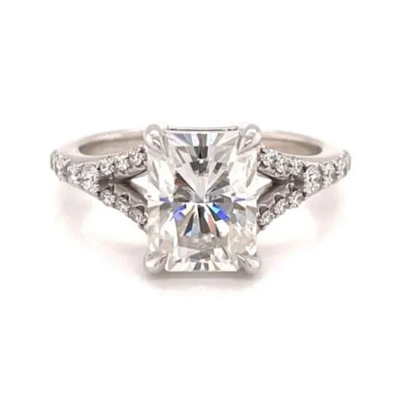 Ladies engagement rings for nomad unions -14K Moissanite & Diamond Engagement Ring