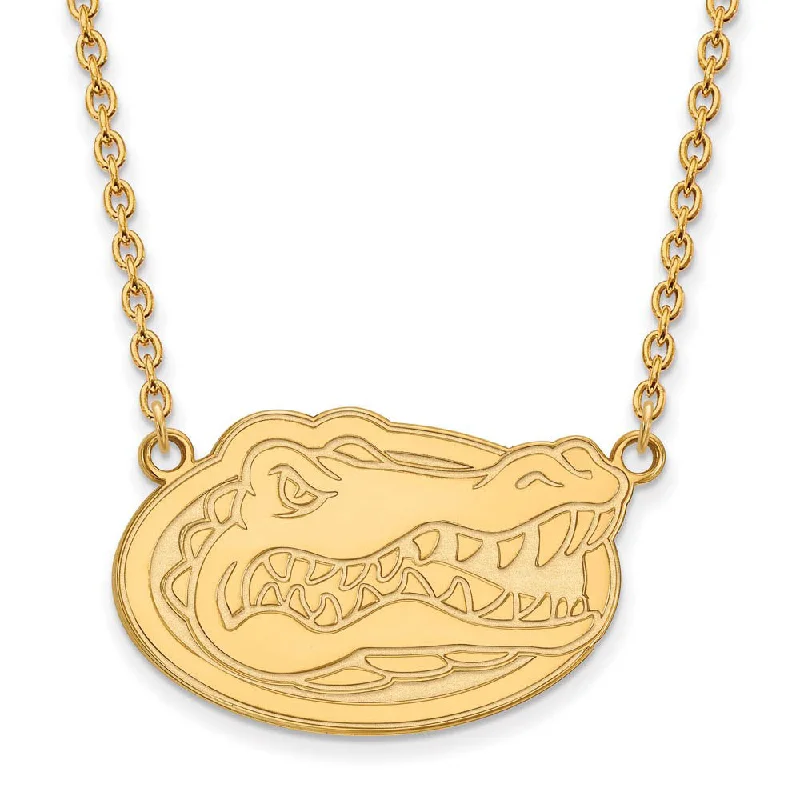 ladies-infinity-bib-necklaces-14k Gold Plated Silver U of Florida Large Gator Pendant Necklace