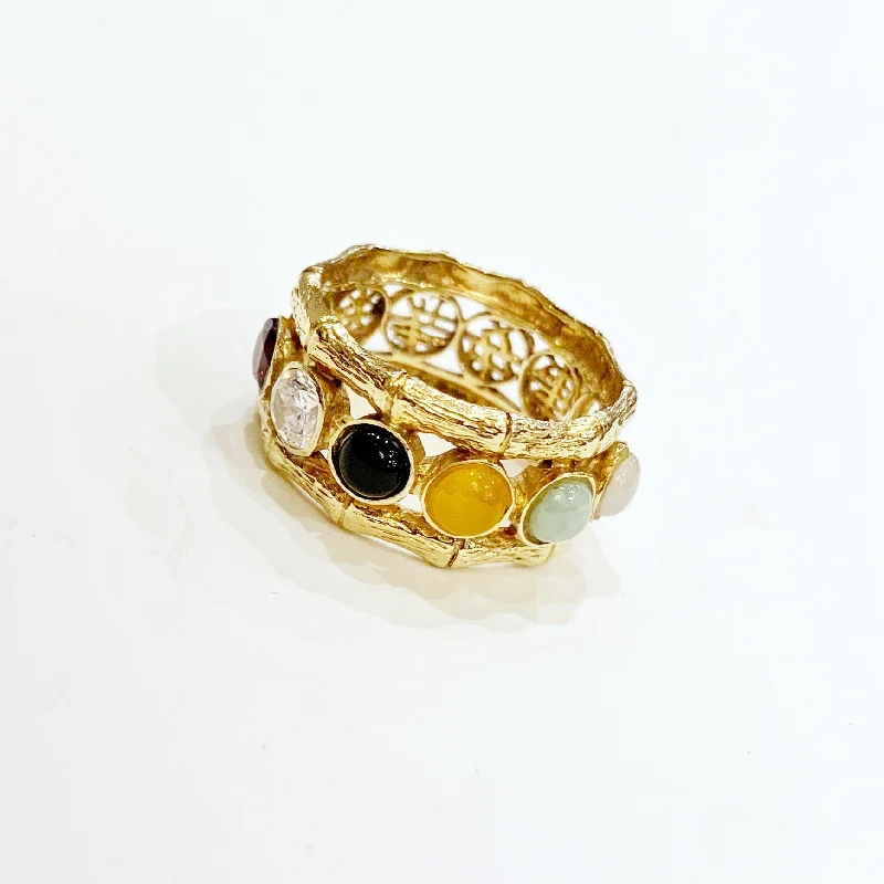 Ladies rings for wild vibes -Estate Collection Ring - Jade and Multi Gem