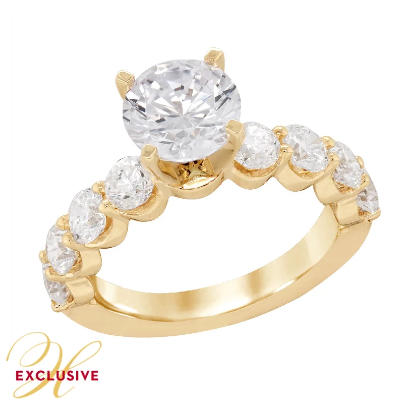 Ladies engagement rings luxe vows -YELLOW GOLD ENGAGEMENT RING SETTING WITH LARGE SIDE DIAMONDS, 1.91 CT TW