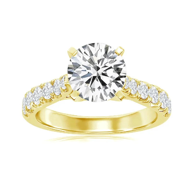 Ladies engagement rings with antler settings -YELLOW GOLD ENGAGEMENT RING SETTING WITH 12 SIDE DIAMONDS, .65 CT TW