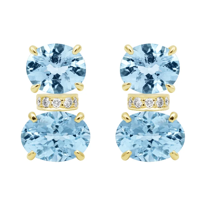 Ladies earrings with emerald sparkle -Earrings - Blue Topaz And Diamond (2409A)