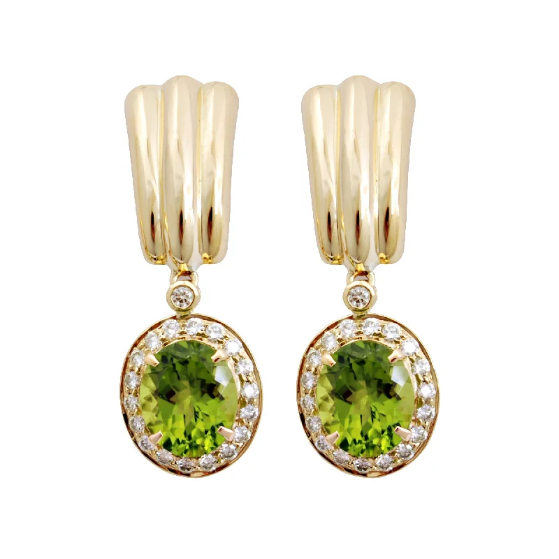 Ladies earrings with starry charms -Earrings- Peridot And Diamond