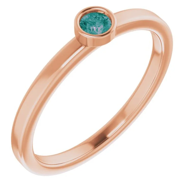 Ladies rings muted shine -14K Rose 3 mm Lab-Grown Alexandrite Ring