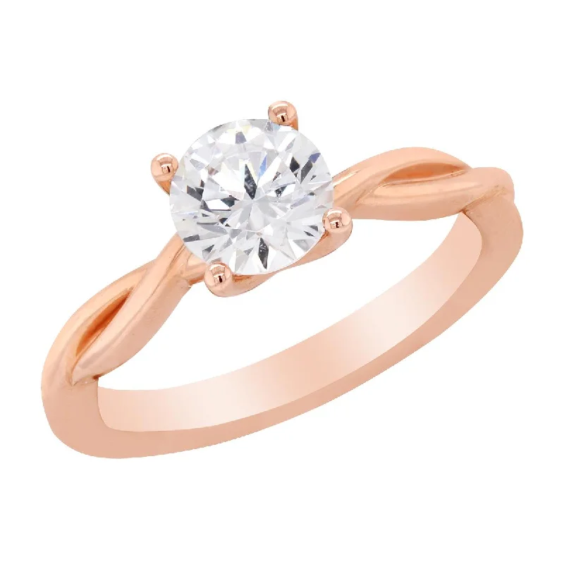 Ladies engagement rings luxe vows -CLASSIC ROSE GOLD SOLITAIRE ENGAGEMENT RING SETTING WITH TWISTED SHANK