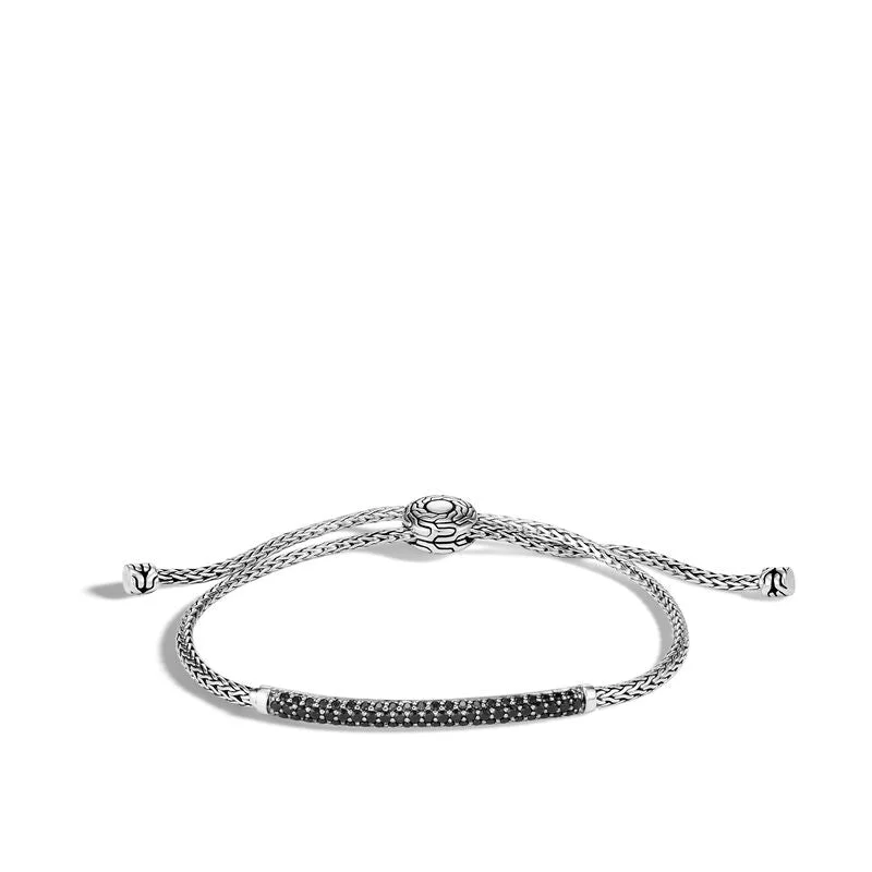 ladies-affordable-woven-cord-bracelets-John Hardy lassic Chain Pull Through Bracelet with Black Sapphire BBS901194BLSBN