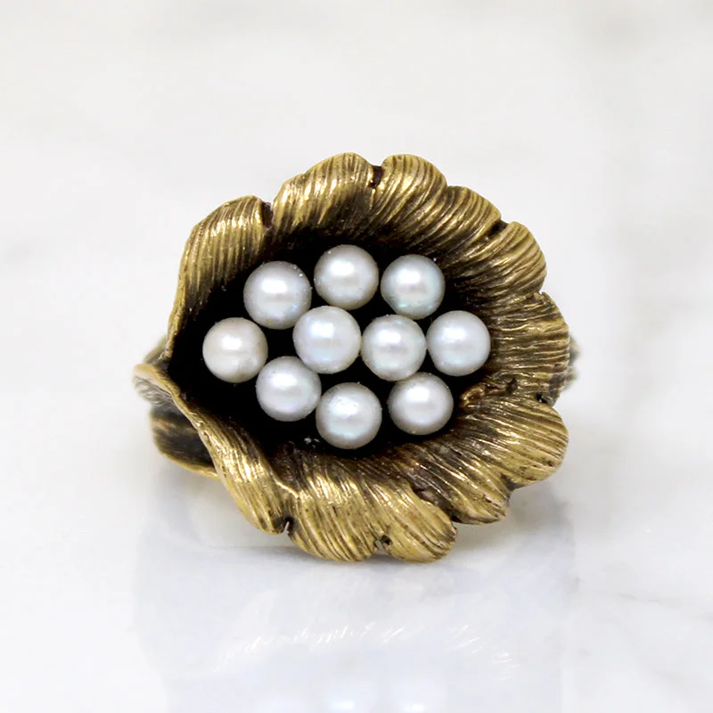 Ladies rings skin-friendly alloys -Whimsical Bird's Nest Ring in Gold & Pearl