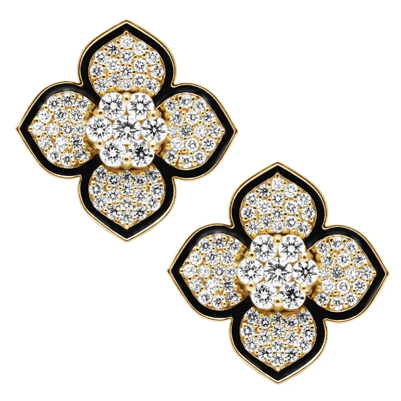 Ladies earrings glossy shine -Earrings - Diamond (Enamel) (2410E)