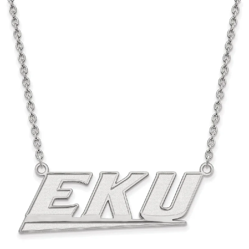 ladies-party-bib-necklaces-10k White Gold Eastern Kentucky U Large Pendant Necklace