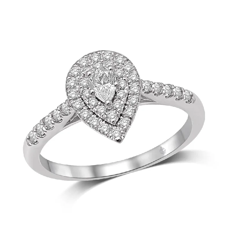 Ladies engagement rings with growl brilliance -14K White Gold 1/2 Ct.Tw.Diamond Halo Engagement Ring