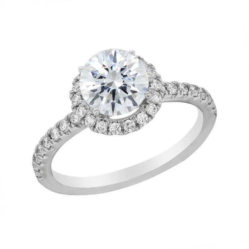 Ladies engagement rings slim vows -WHITE GOLD ENGAGEMENT RING SETTING WITH DIAMOND HALO, .32 CT TW