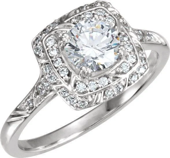 Ladies engagement rings artsy vows -10K White 5.75 mm Round 1 CTW Natural Diamond Engagement Ring