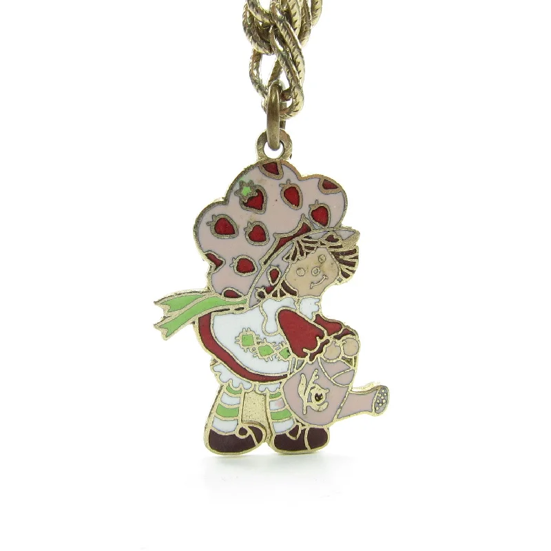 Ladies rings for active wear -Strawberry Shortcake with a Watering Can Charm Bracelet Gold Chain