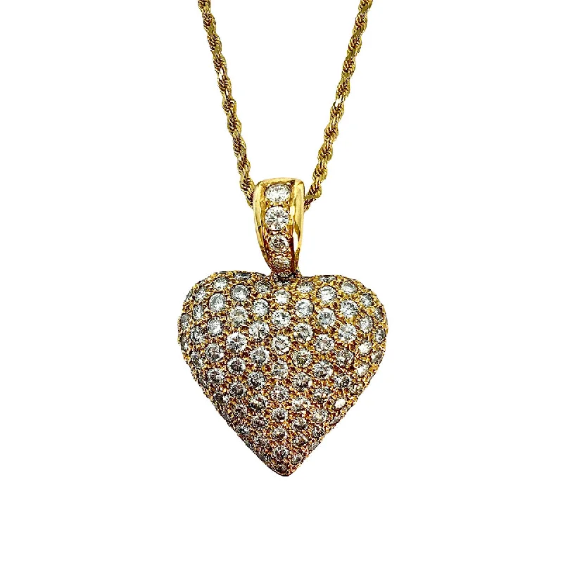 ladies-pendant-rose-gold-necklaces-14K Twisted Chain Necklace with Diamond Heart Pendant