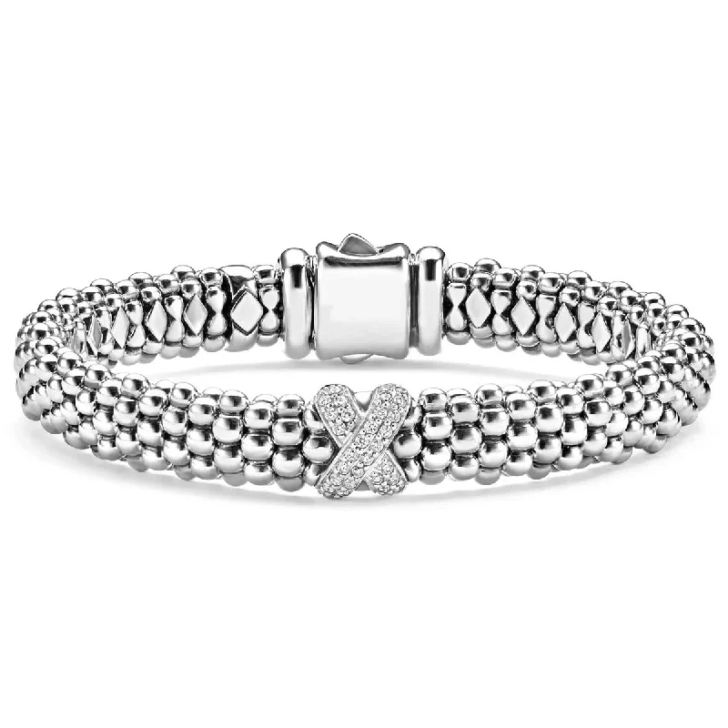 ladies-diamond-pearl-bracelets-Diamond X Bracelet