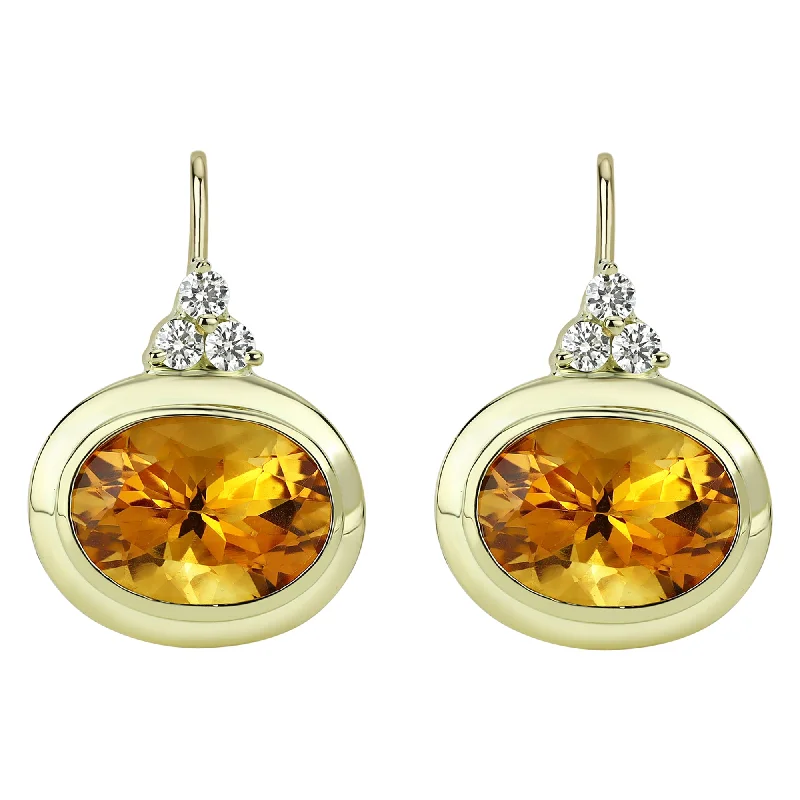 Ladies earrings for youthful vibes -Earrings - Citrine And Diamond