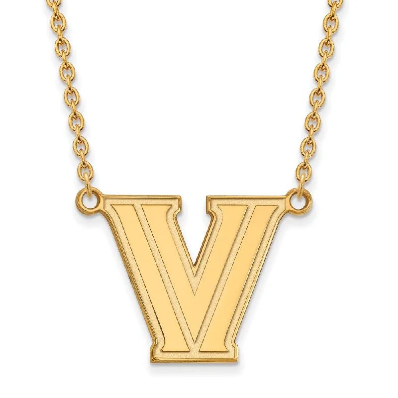 ladies-pearl-layered-necklaces-14k Gold Plated Silver Villanova U Large Pendant Necklace