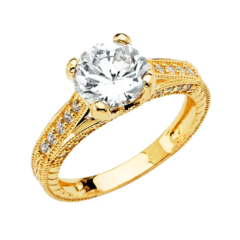 Ladies engagement rings for charity love -14K CZ ENGAGEMENT RING