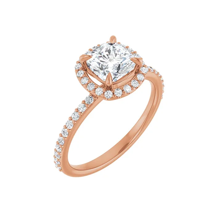 Ladies engagement rings for craft unions -DAYSTAR 14K Rose Gold Halo Cushion Lab Grown Diamond Engagement Ring