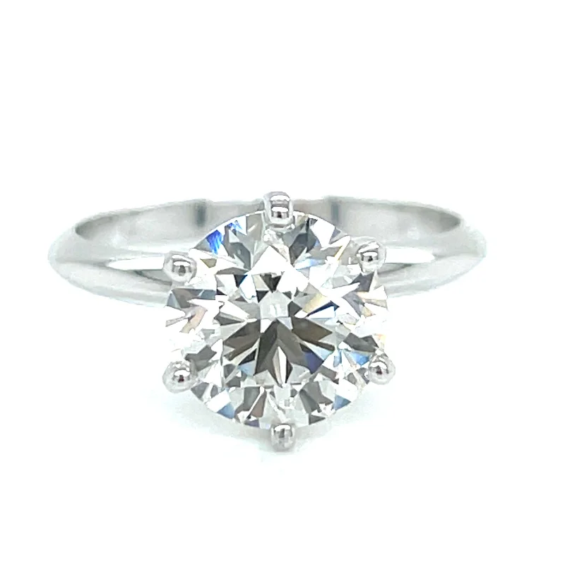 Ladies engagement rings for gathering love -14K White Gold 2.50ct 6-Prong Solitaire Engagement Ring