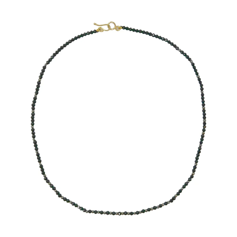 ladies-star-rolo-chain-necklaces-Lena Skadegard Black Spinel and Pyrite Necklacewith 9K Gold Clasp