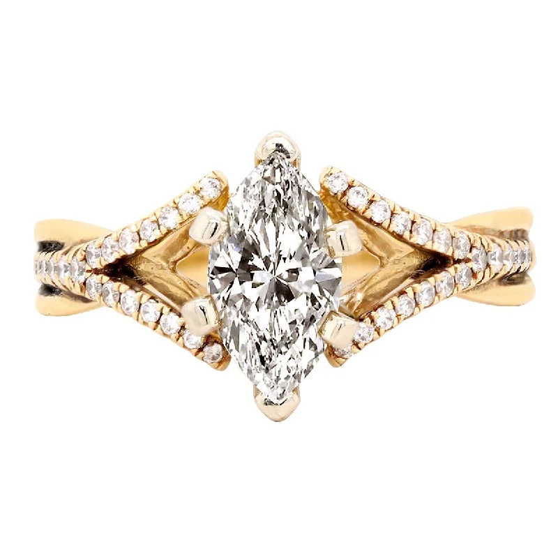 Ladies engagement rings for nurturing brides -YELLOW GOLD ENGAGEMENT RING SETTING WITH SPLIT SHANK