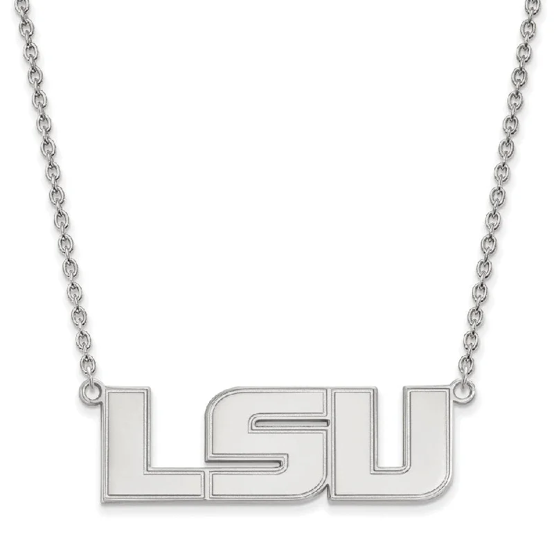 ladies-star-lariat-necklaces-10k White Gold Louisiana State Lg Logo Pendant Necklace